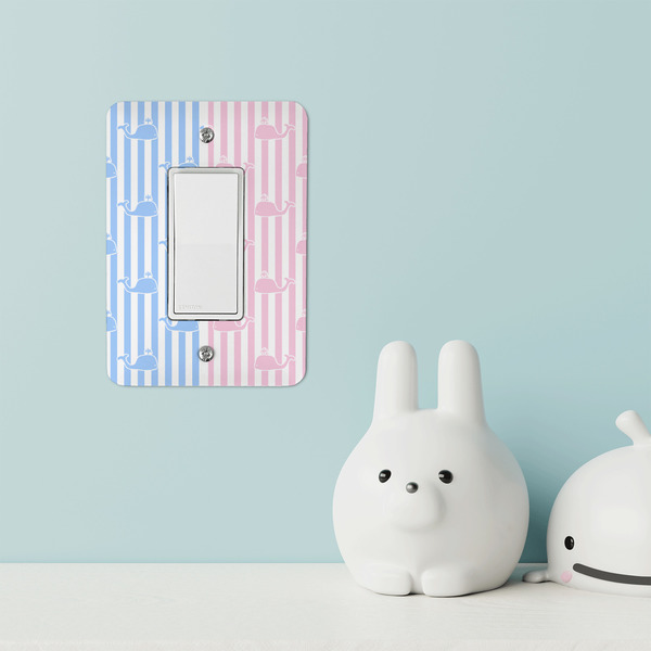 Striped w/ Whales Rocker Light Switch Covers - Single - IN CONTEXT