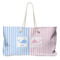 Striped w/ Whales Large Rope Tote Bag - Front View