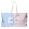 Striped w/ Whales Large Tote Bag with Rope Handles (Personalized)