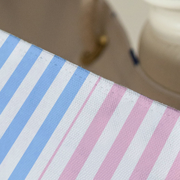 Striped w/ Whales Large Rope Tote - Close Up View