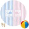 Striped w/ Whales Round Beach Towel (Personalized)