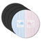 Striped w/ Whales Round Rubber Backed Coasters - Set of 4 (Personalized)
