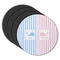 Striped w/ Whales Round Rubber Backed Coasters - Set of 4 (Personalized)