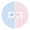 Striped w/ Whales Round Decal (Personalized)