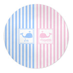 Striped w/ Whales 5' Round Indoor Area Rug (Personalized)