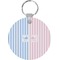Striped w/ Whales Round Plastic Keychain (Personalized)