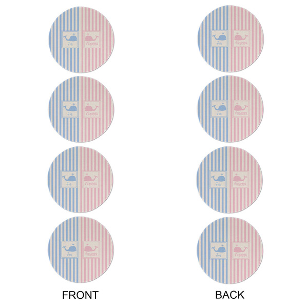 Striped w/ Whales Round Linen Placemats - APPROVAL Set of 4 (double sided)