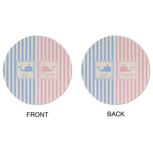 Striped w/ Whales Round Linen Placemats - APPROVAL (double sided)