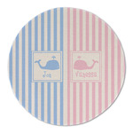 Striped w/ Whales Round Linen Placemat (Personalized)