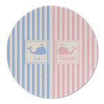 Striped w/ Whales Round Linen Placemat (Personalized)