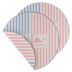 Striped w/ Whales Round Linen Placemat - Double Sided (Personalized)