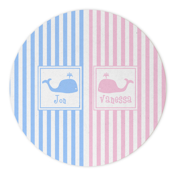 Striped w/ Whales Round Paper Coaster - Approval