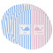 Striped w/ Whales Round Paper Coaster - Main