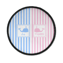 Striped w/ Whales Iron On Round Patch w/ Multiple Names
