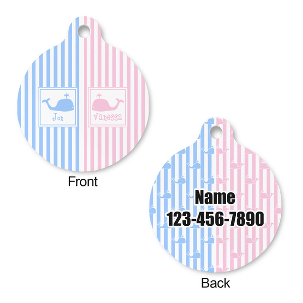 Striped w/ Whales Round Pet ID Tag - Large - Approval