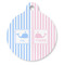 Striped w/ Whales Round Pet ID Tag - Large - Front