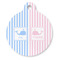 Striped w/ Whales Round Pet ID Tag (Personalized)