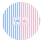 Striped w/ Whales Round Stone Trivet (Personalized)
