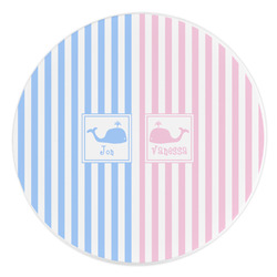Striped w/ Whales Round Stone Trivet (Personalized)
