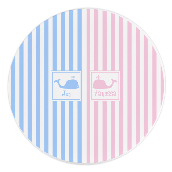 Custom Striped w/ Whales Round Stone Trivet (Personalized)