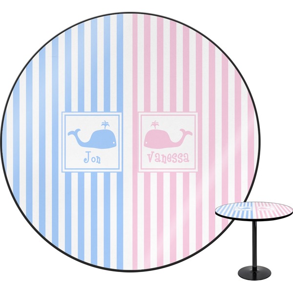 Custom Striped w/ Whales Round Table (Personalized)
