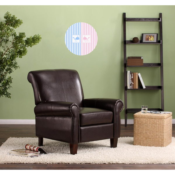 Striped w/ Whales Round Wall Decal on Living Room Wall