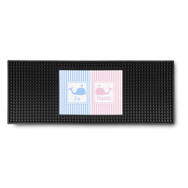 Custom Striped w/ Whales Rubber Bar Mat (Personalized)