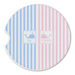 Striped w/ Whales Sandstone Car Coaster - Single (Personalized)