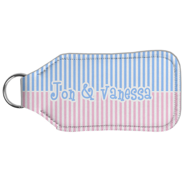 Striped w/ Whales Sanitizer Holder Keychain - Large (Back)