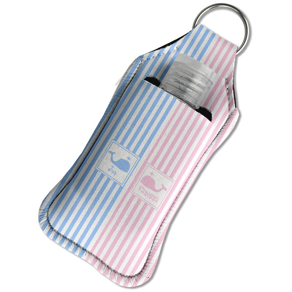 Striped w/ Whales Sanitizer Holder Keychain - Large in Case