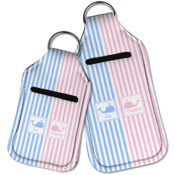 Striped w/ Whales Sanitizer Holder Keychain - Parent Main