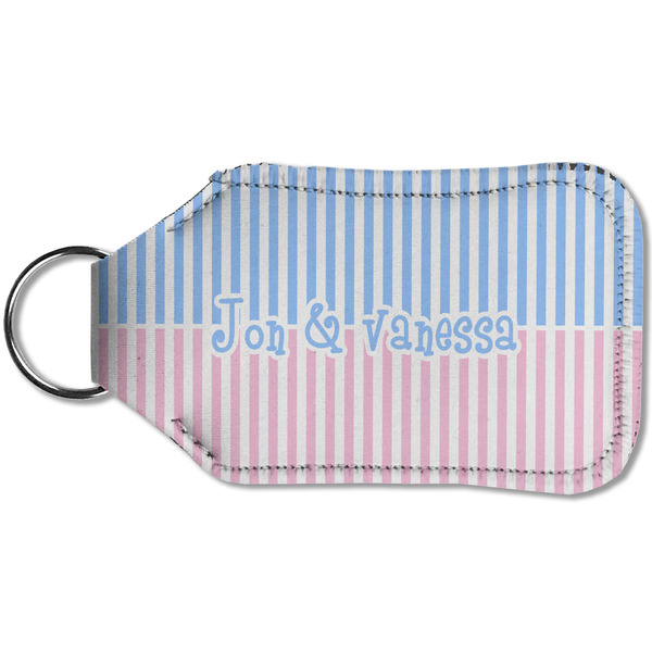 Striped w/ Whales Sanitizer Holder Keychain - Small (Back)