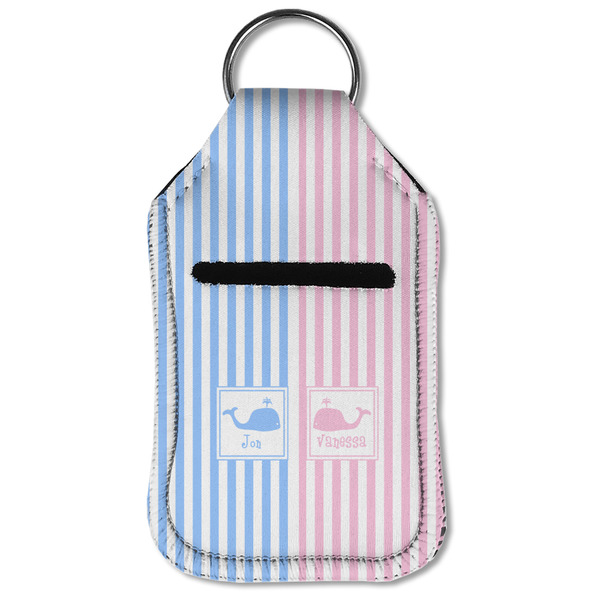 Striped w/ Whales Sanitizer Holder Keychain - Small (Front Flat)