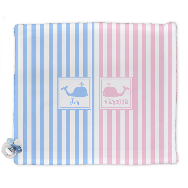 Custom Striped w/ Whales Security Blanket - Single Sided (Personalized)