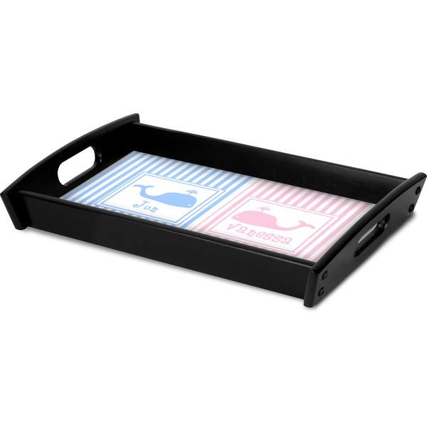 Striped w/ Whales Serving Tray Black - Corner