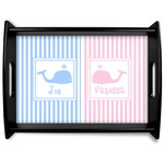 Striped w/ Whales Black Wooden Tray - Large (Personalized)