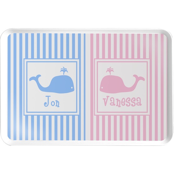 Custom Striped w/ Whales Serving Tray (Personalized)