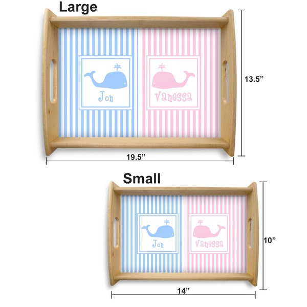 Striped w/ Whales Serving Tray Wood Sizes