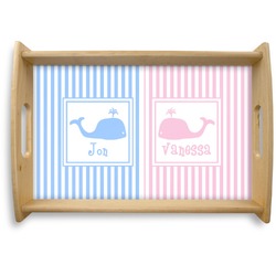 Striped w/ Whales Natural Wooden Tray - Small (Personalized)