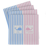 Striped w/ Whales Absorbent Stone Coasters - Set of 4 (Personalized)