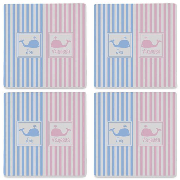 Striped w/ Whales Set of 4 Sandstone Coasters - See All 4 View