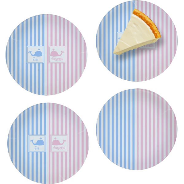 Striped w/ Whales Set of Appetizer / Dessert Plates