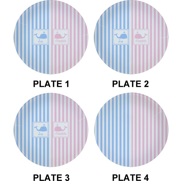 Striped w/ Whales Set of Appetizer / Dessert Plates (Approval)