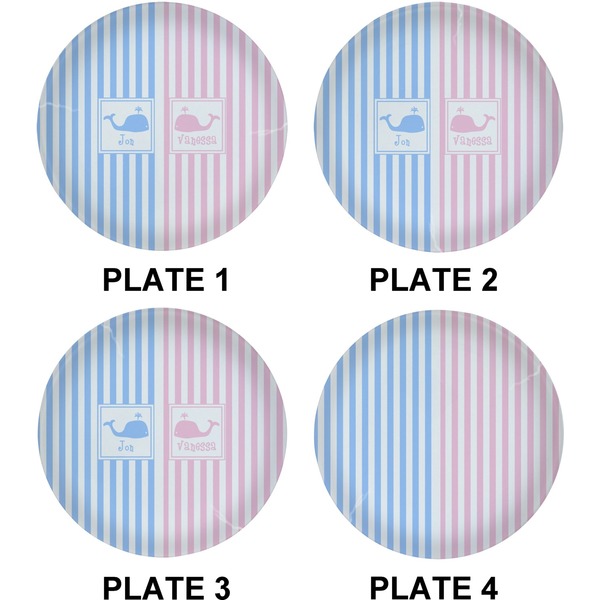 Striped w/ Whales Set of Lunch / Dinner Plates (Approval)