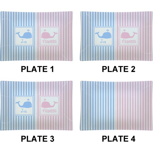 Striped w/ Whales Set of Rectangular Appetizer / Dessert Plates (Approval)