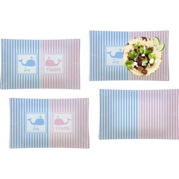 Striped w/ Whales Set of Rectangular Dinner Plates