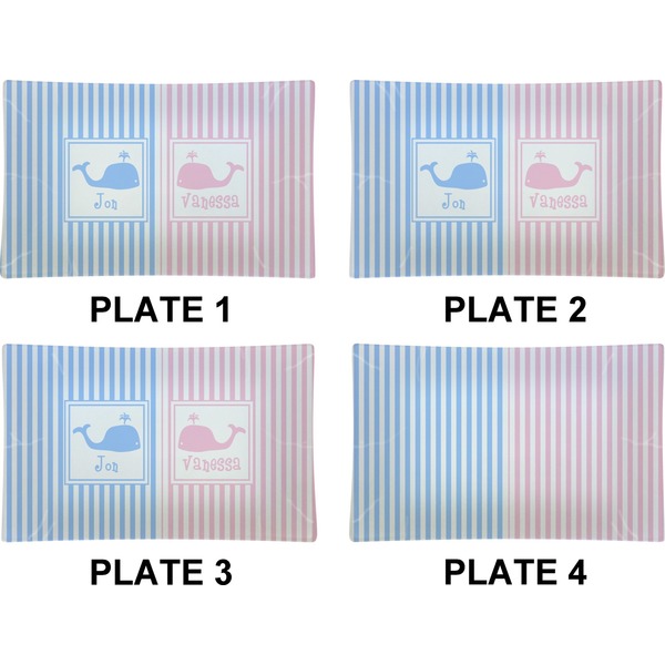 Striped w/ Whales Set of Rectangular Dinner Plates (Approval)
