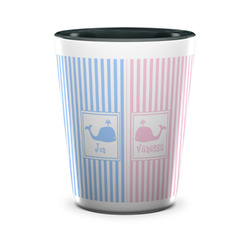 Striped w/ Whales Ceramic Shot Glass - 1.5 oz - Two Tone - Single (Personalized)