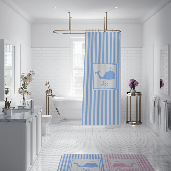 Striped w/ Whales Shower Curtain - 70"x83"