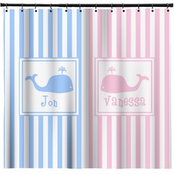 Striped w/ Whales Shower Curtain - Custom Size (Personalized)